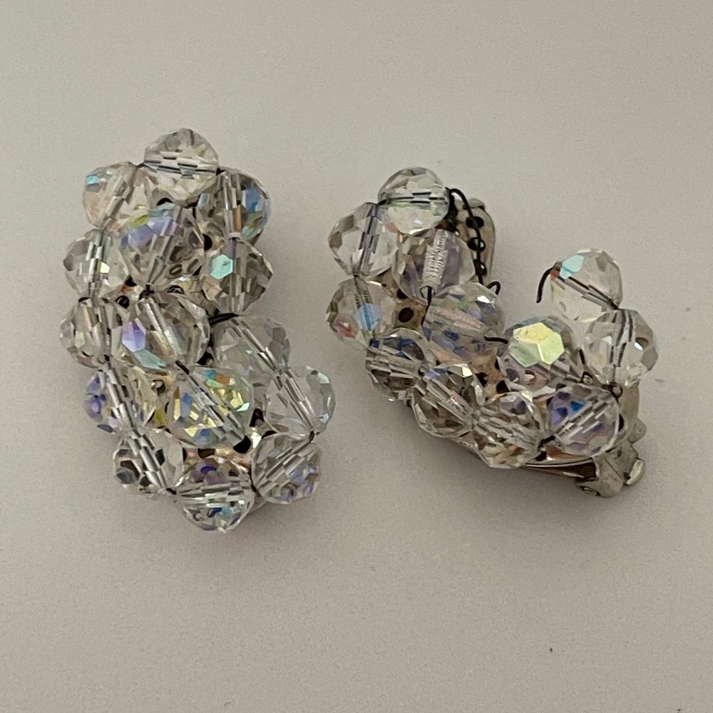 Vintage faceted glass bead clip earrings